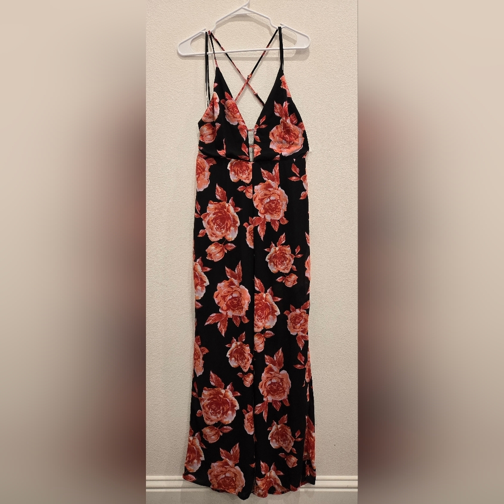 Forever 21 Red and‎ Black Midi Pencil Jumpsuit